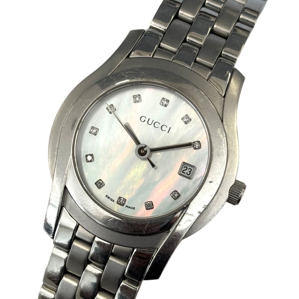 ジャンク品 GUCCI グッチ 5500L 12Pダイヤモンド シェル文字盤