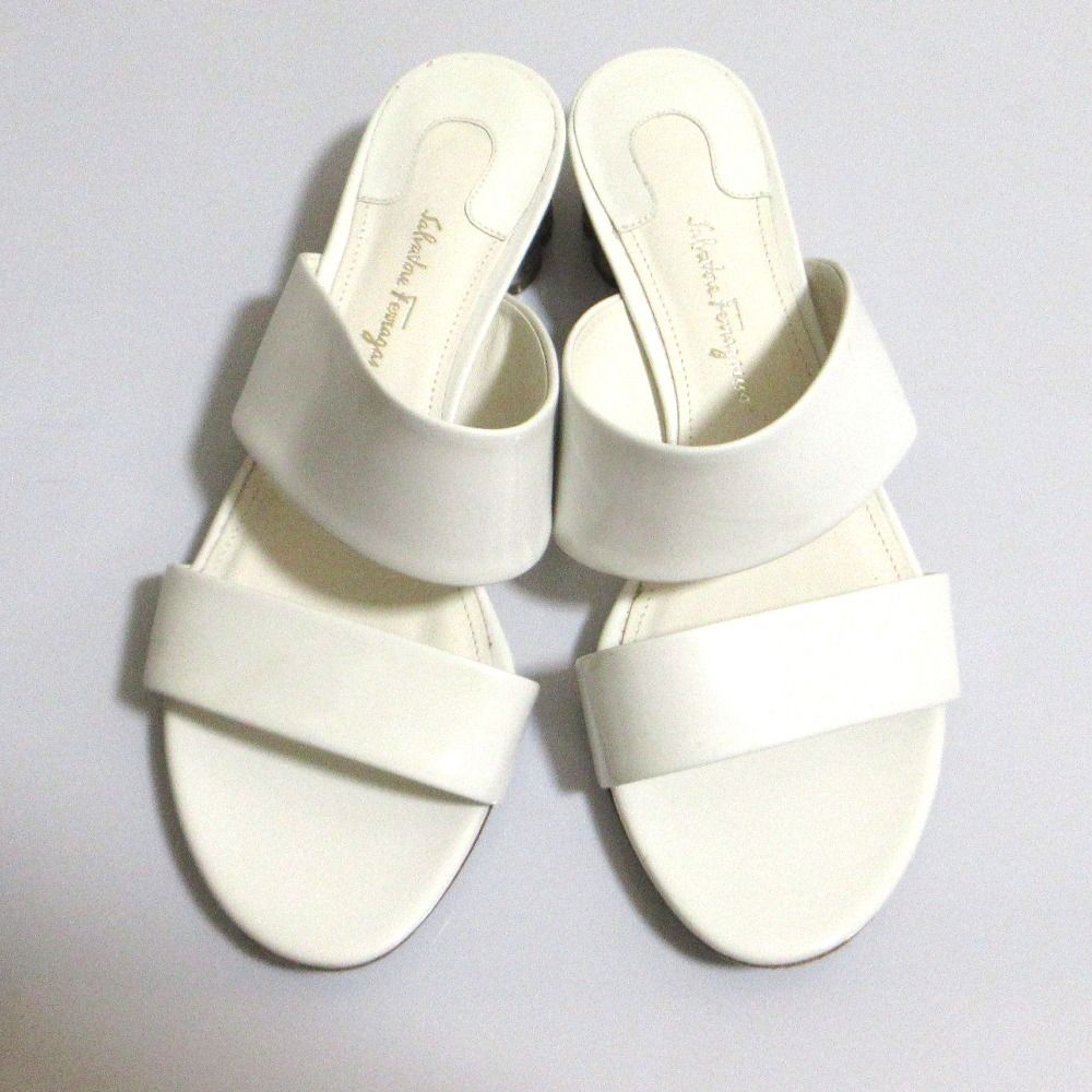 良品 Salvatore Ferragamo フェラガモ レザー ミュールサンダル サイズ