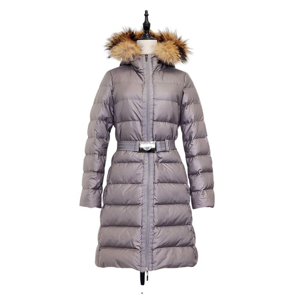 美品　モンクレール ELITAダウンコート　ファー取り外し可能　サイズ1 グレー MONCLER モンクレール NANTESFUR ベルテッド ダウンコート 0 グレー