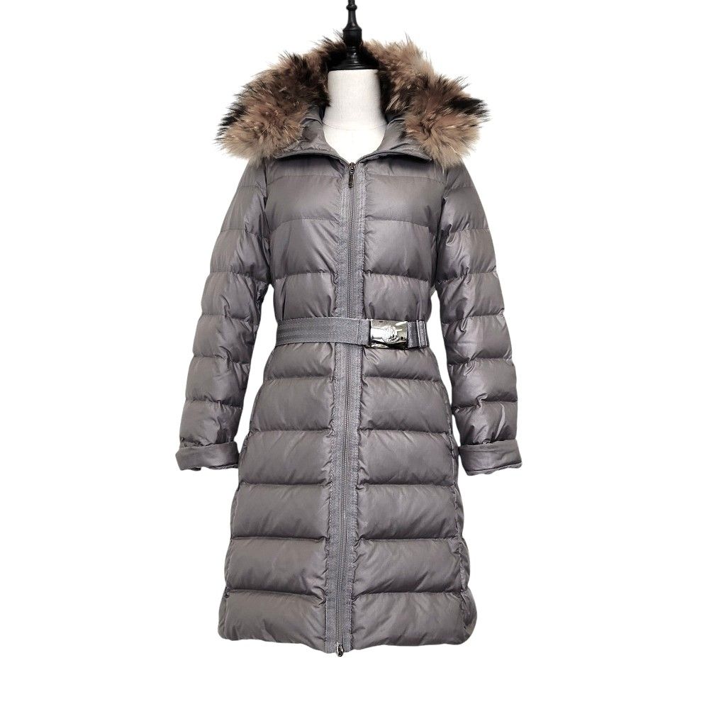 美品　モンクレール ELITAダウンコート　ファー取り外し可能　サイズ1 グレー MONCLER モンクレール NANTESFUR ベルテッド ダウンコート 0 グレー