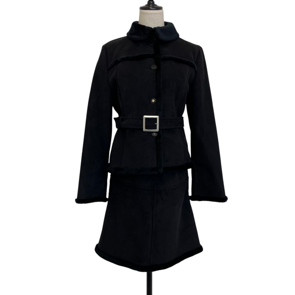 Courreges クレージュ エコムートン ジャケット スカート 9号 ブラック