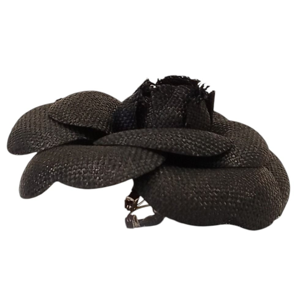 美品 CHANEL シャネル キャンバス カメリアコサージュ ピンブローチ
