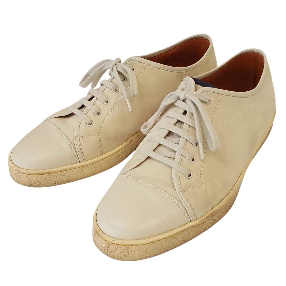 JOHN LOBB ジョンロブ LEVAH ヌバックレザー ローカットスニーカー 8.5 約27cm ライトグレー メンズ 古着 中古 USED