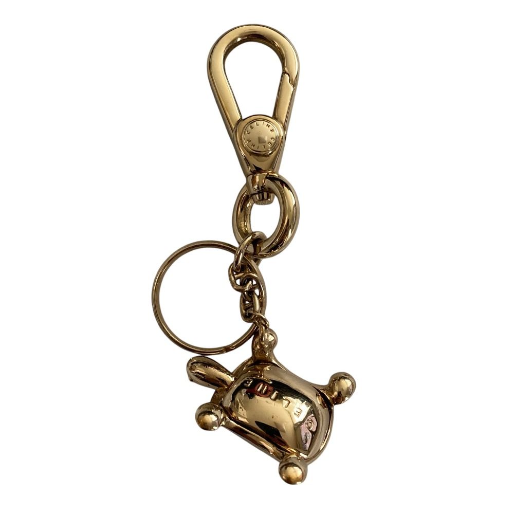 美品 CELINE セリーヌ マカダム チャーム キーホルダー シャンパン