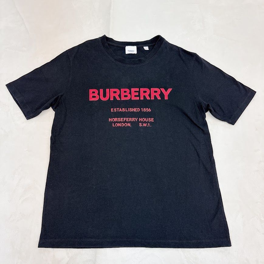 BURBERRY バーバリー Tシャツ ホースフェリー プリント 半袖 ブラック レッド Lサイズ メンズ レディース