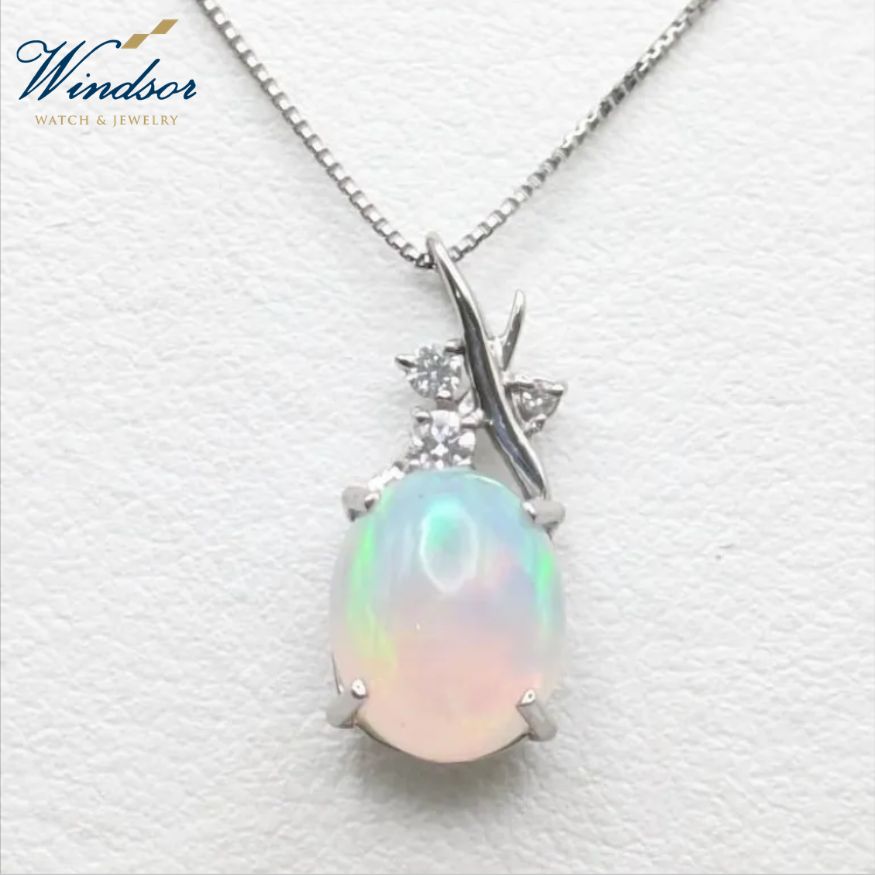 ?新品　プラチナ オパール【OP-1.96ct】ネックレス ダイヤモンド【D-0.08ct】10月誕生石 71,390円
