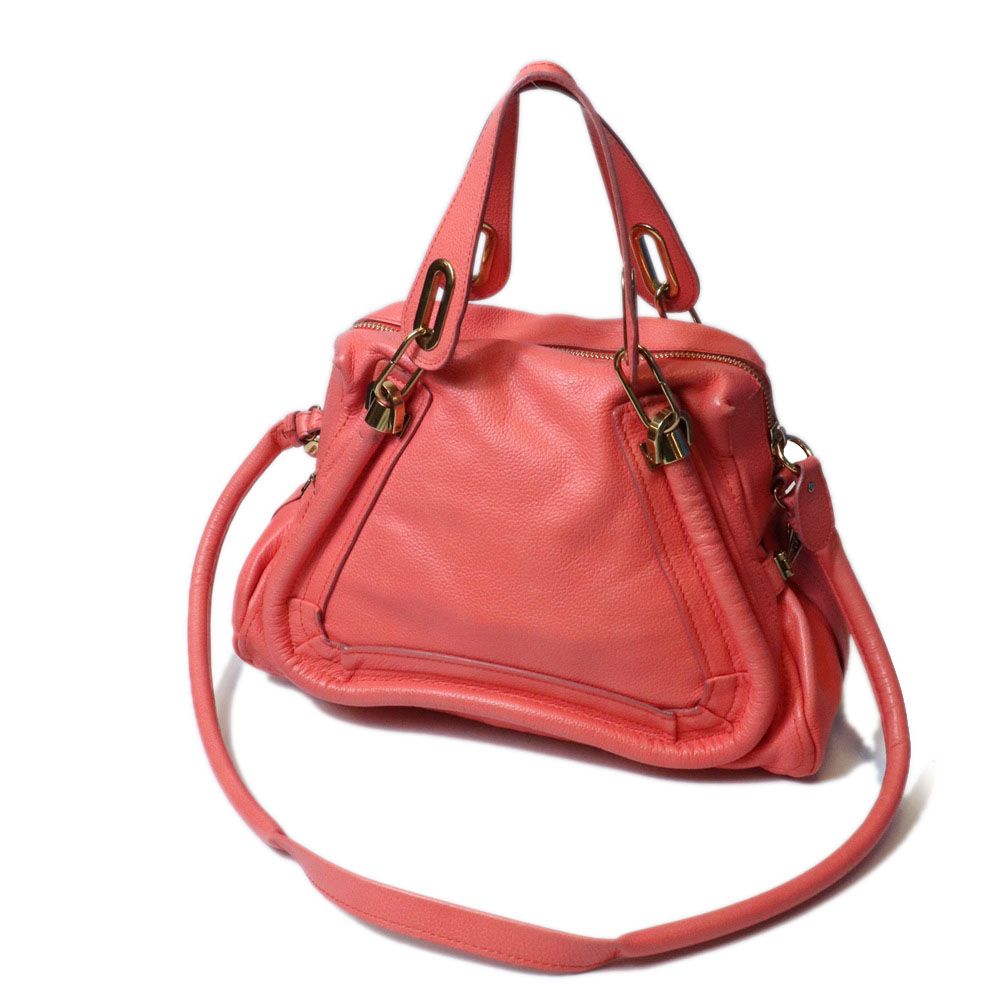 Chloe クロエ パラティ 2WAY ショルダーバッグ ハンド トート レザー ピンク レディース