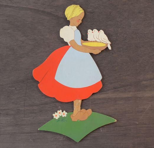 Martens-kunst メルテンスクンスト　西ドイツ　ウォールデコ 送料無料】西ドイツ製 Mertens kunst かわいい女の子の 木製 壁掛け