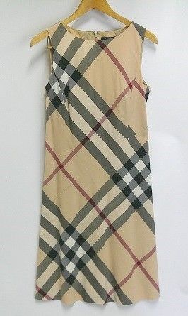 26g-765x【中古】BURBERRY LONDON ﾊﾞｰﾊﾞﾘｰ ﾛﾝﾄﾞﾝ　ﾒｶﾞﾁｪｯｸ　ﾉﾊﾞ　ﾉｰｽﾘｰﾌﾞ　ﾜﾝﾋﾟｰｽ　ﾍﾞｰｼﾞｭ　40ｻｲｽﾞR