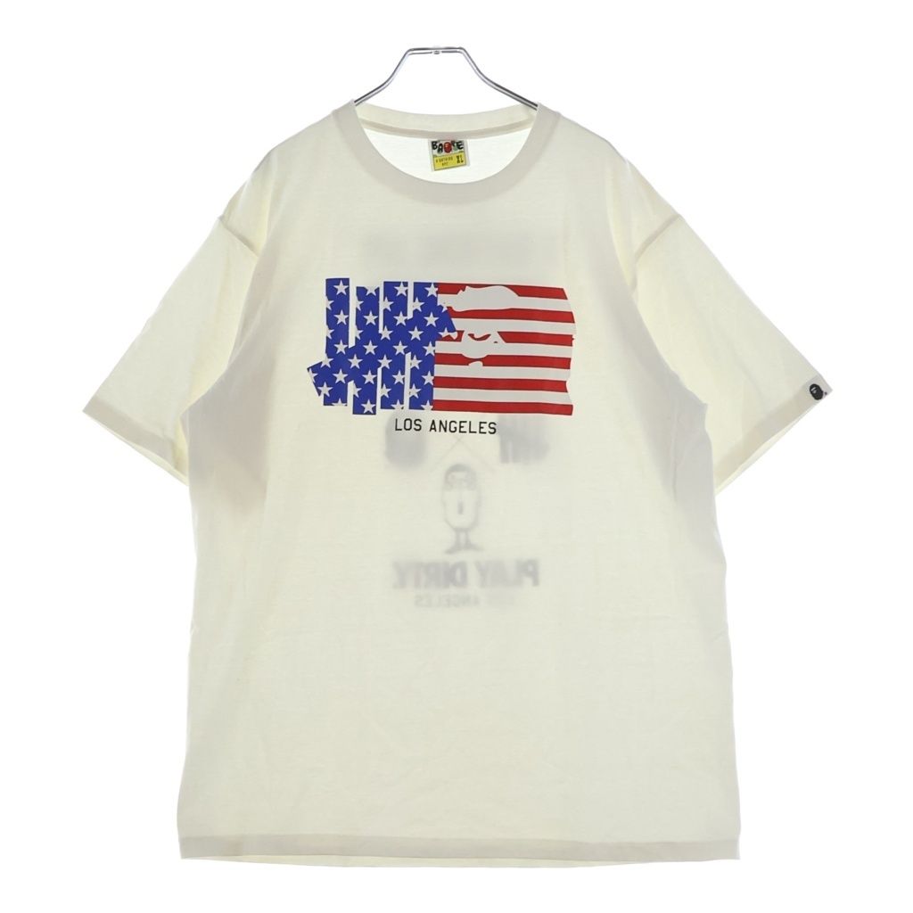 A BATHING APE (アベイシングエイプ) 15SS × UNDEFEATED LOS ANGELS FLAG TEE アンディフィーテッド ロサンゼルス フラッグ 星条旗 クルーネック 半袖Tシャツ カットソー ホワイト