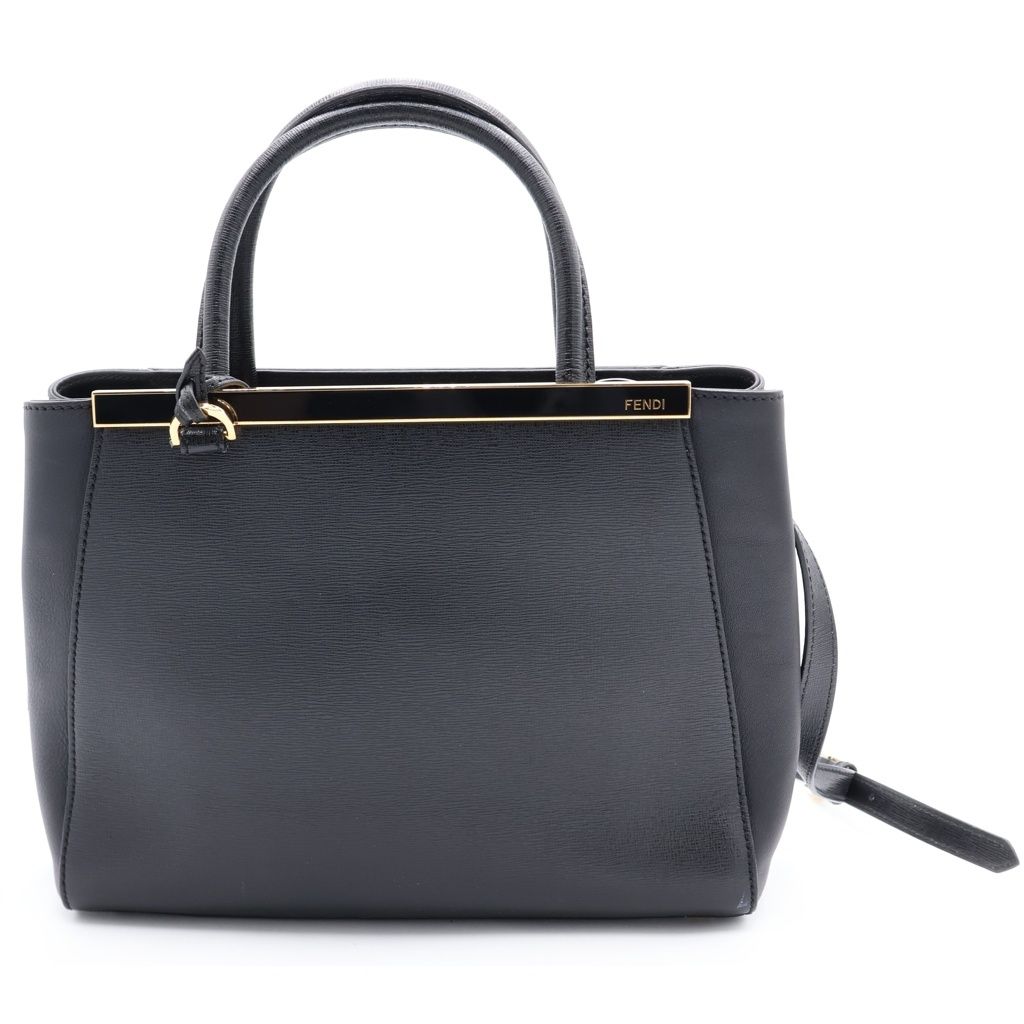 FENDI (フェンディ) プチトゥージュール 2way バック レザー ブラック ゴールド金具 8BH253