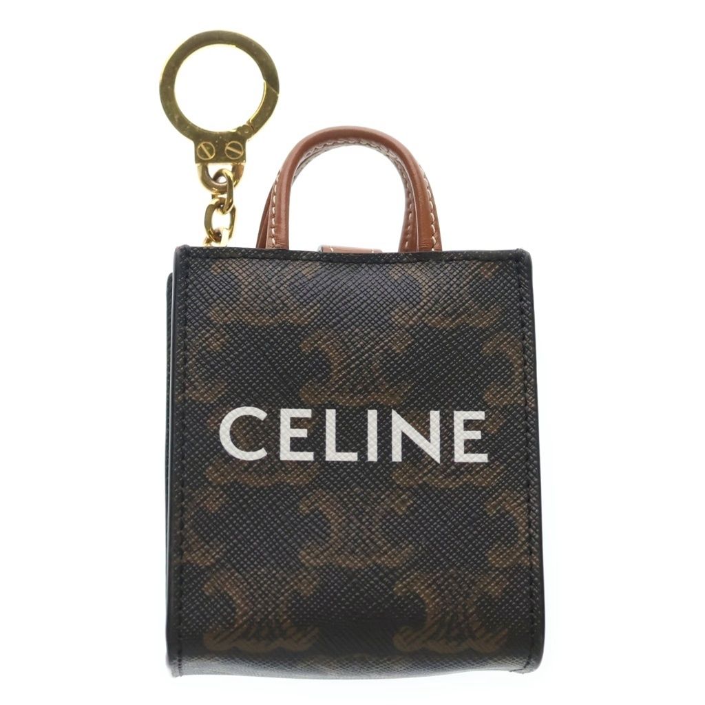 CELINE (セリーヌ) マイクロ バーティカル カバ トリオンフ キャンバス ゴールド金具 バックチャーム キーホルダー ブラウン 10I492CZ1