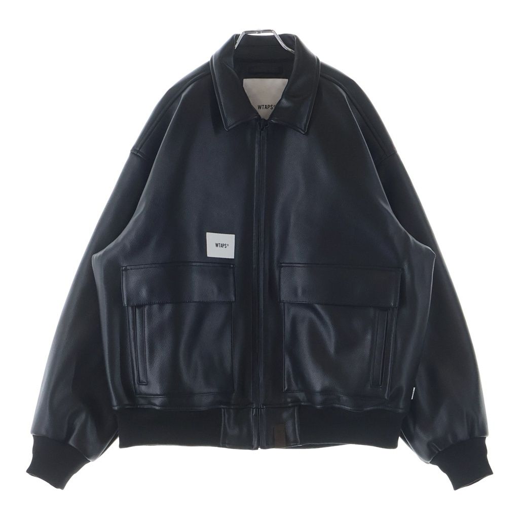 WTAPS (ダブルタップス) 24AW WA2 / JACKET /SYNTHETIC シンセティックレザー A-2タイプ ジップアップフライトジャケット ブラック 242CWDT-JKM04