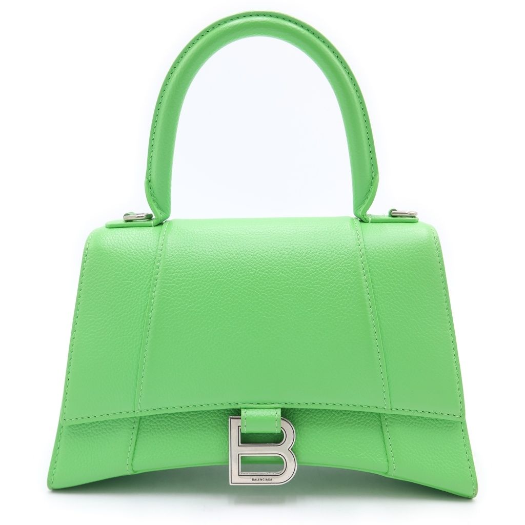 BALENCIAGA (バレンシアガ) アワーグラス スモール XS 2WAYハンドバッグ ショルダーバッグ グリーン レザー 593546 シルバー金具