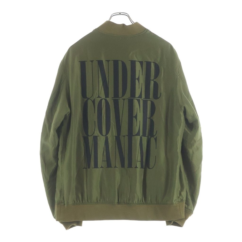 UNDERCOVER (アンダーカバー) 15SS MA-1 シルクサテン バックロゴ グラフィックプリント ブルゾンジャケット カーキ 04206-2