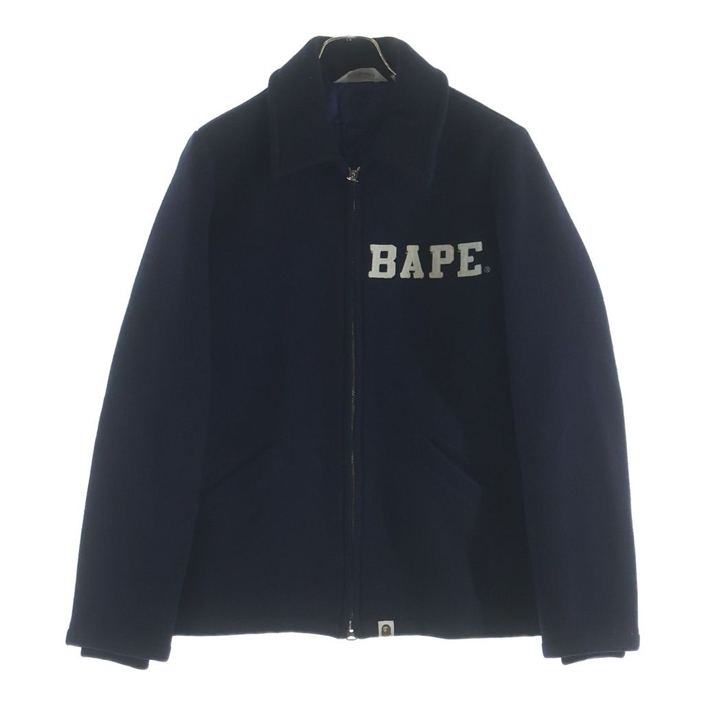 A BATHING APE (アベイシングエイプ) ウールメルトンジャケット ジップアップブルゾン ネイビー