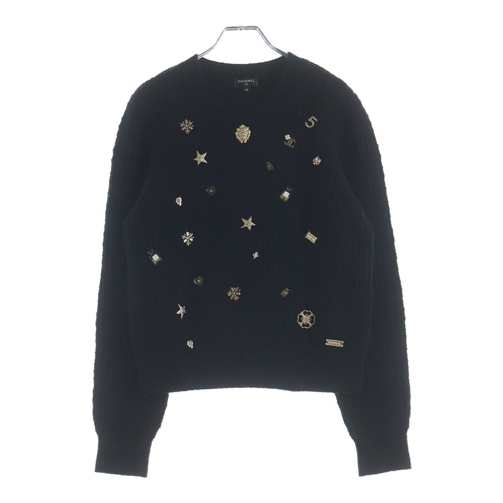 CHANEL (シャネル) マルチアイコン ビジュー装飾長袖ニット セーター