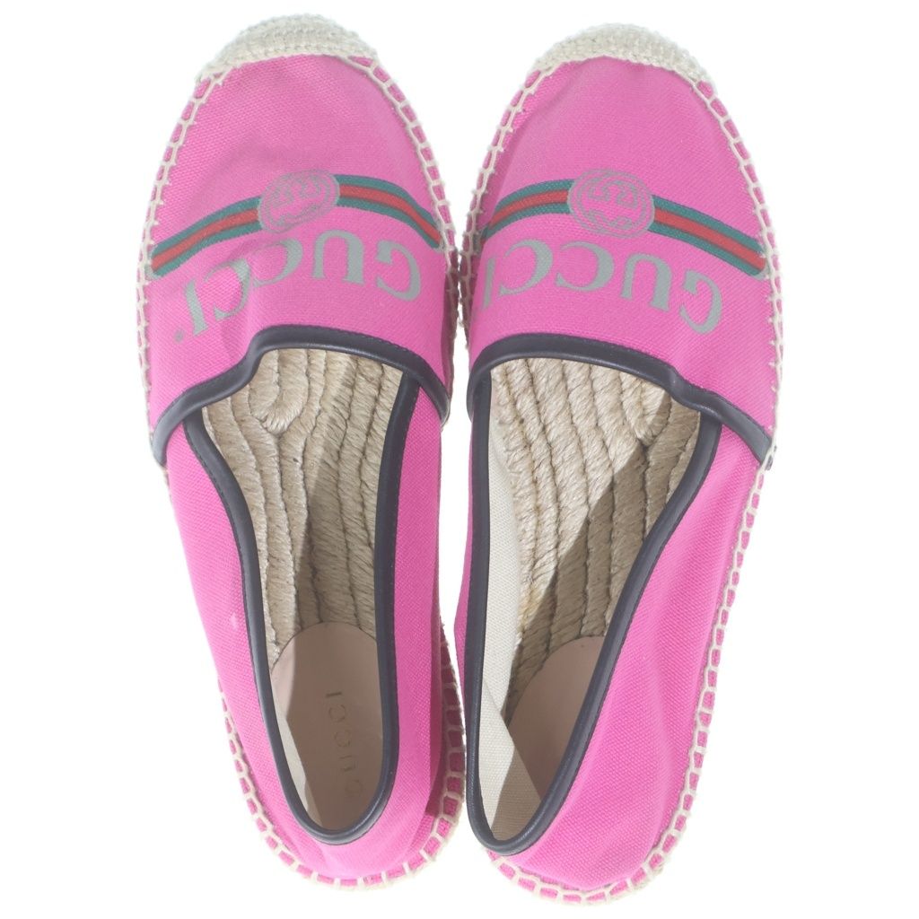 GUCCI (グッチ) ロゴ エスパドリーユ スリッポン シューズ ピンク