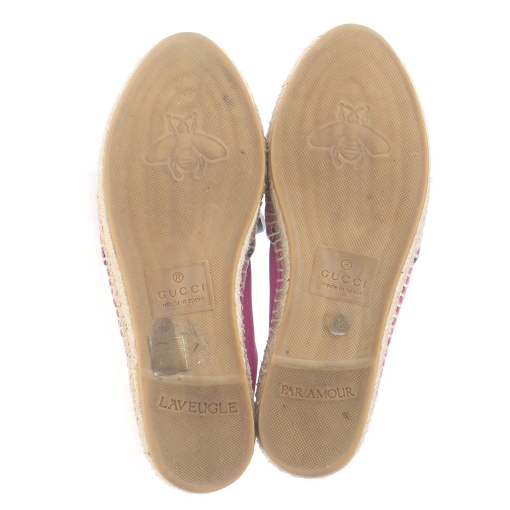 GUCCI (グッチ) ロゴ エスパドリーユ スリッポン シューズ ピンク