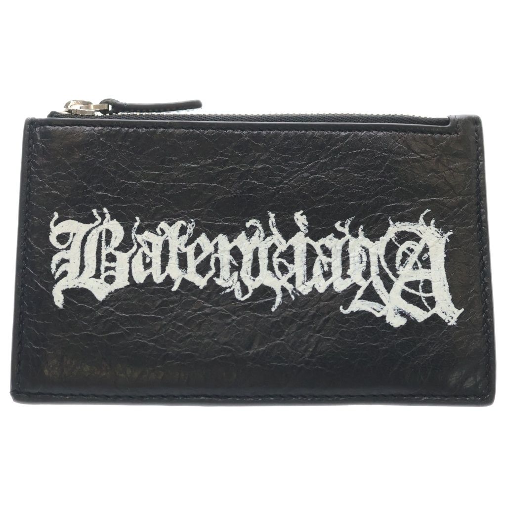 BALENCIAGA (バレンシアガ) 24SS CASH DIY METALディーアイワイメタル ロゴプリント カーフレザーカードケース コインケース ブラック 640535 2AAW3