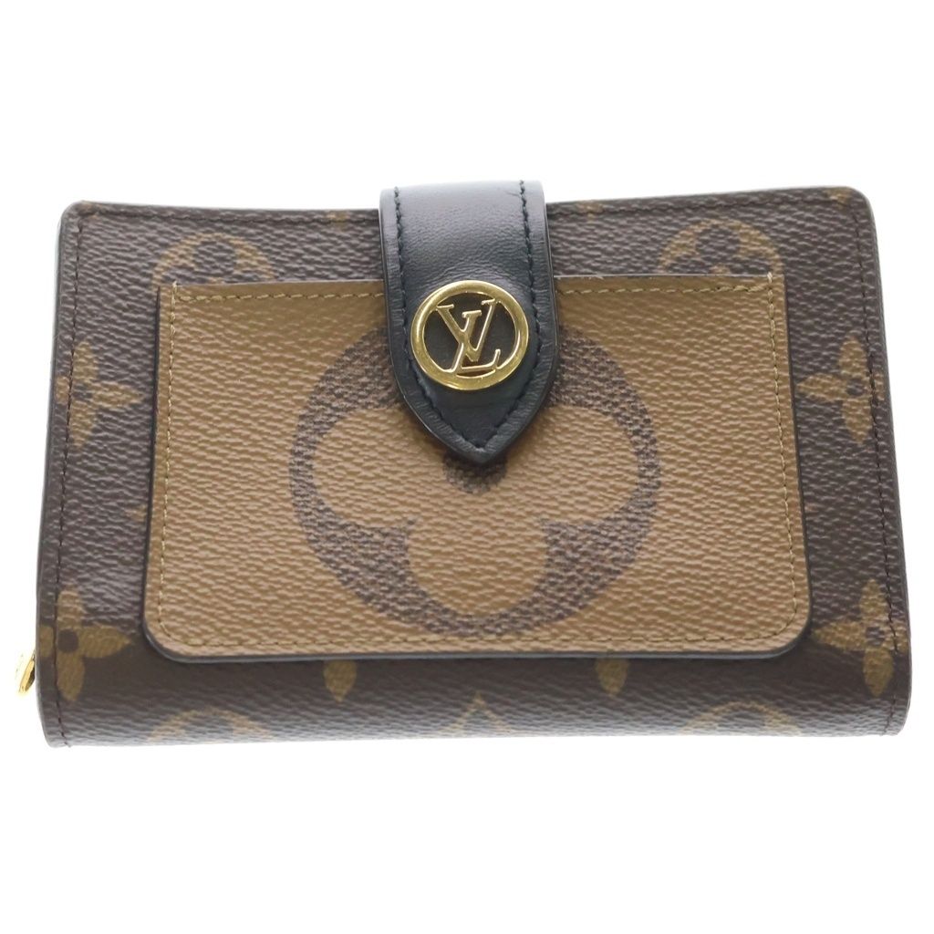 LOUIS VUITTON (ルイヴィトン) モノグラムリバース ポルトフォイユ・ジュリエットコンパクトウォレット 二つ折り財布 コインケース ブラウン PVC M69432 ゴールド金具 28,600円