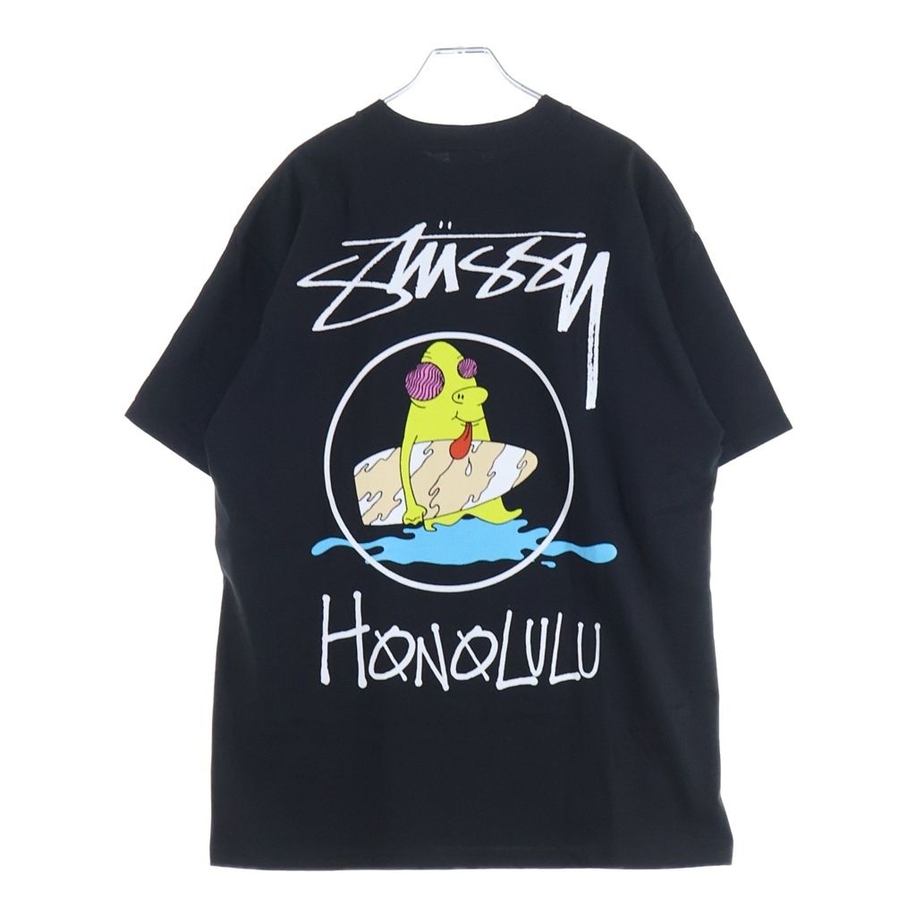 STUSSY (ステューシー) 00s OLD ×Ghost Print Tee オールド サーフマン グラフィック プリント 半袖Tシャツ カットソー ブラック