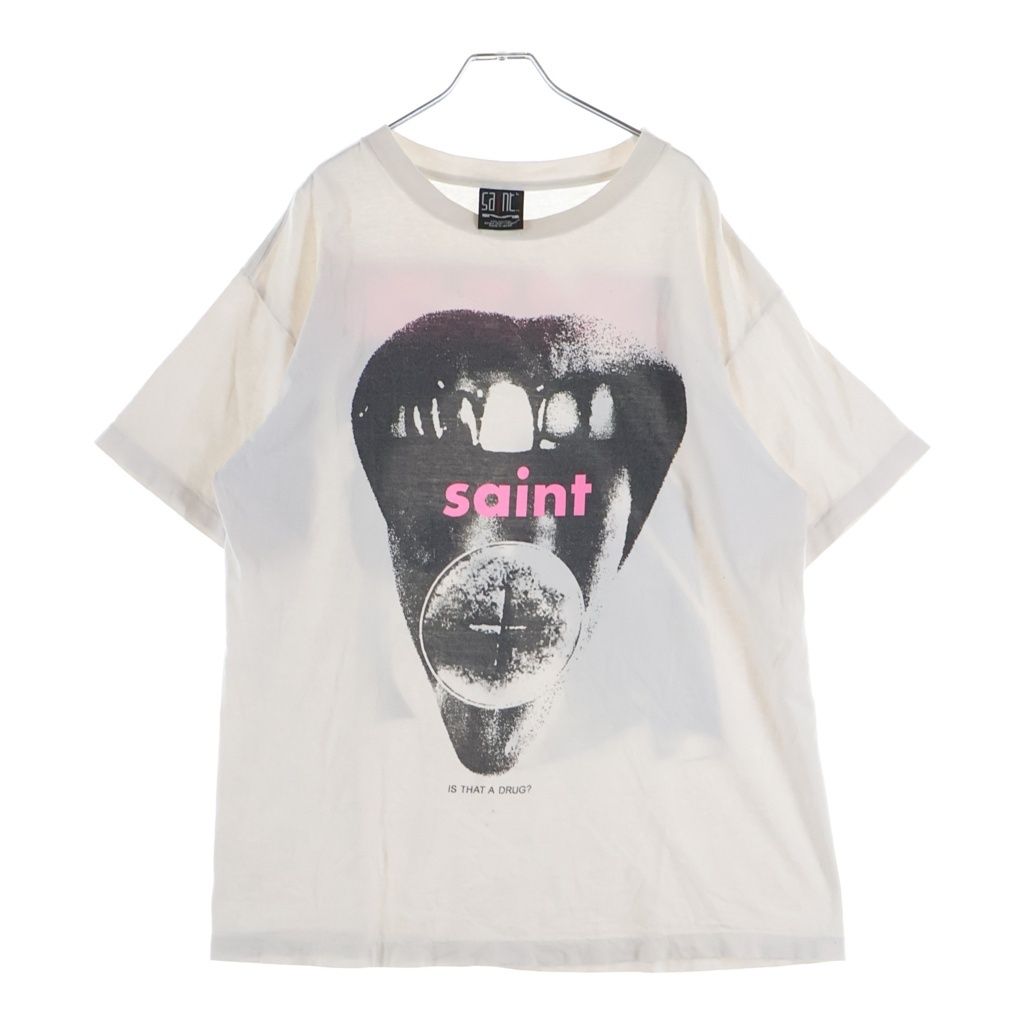 SAINT MICHAEL (セントマイケル) 21AW DRAG S/S TEE フロントプリント 半袖Tシャツ カットソー ホワイト SM-A21-0000-014