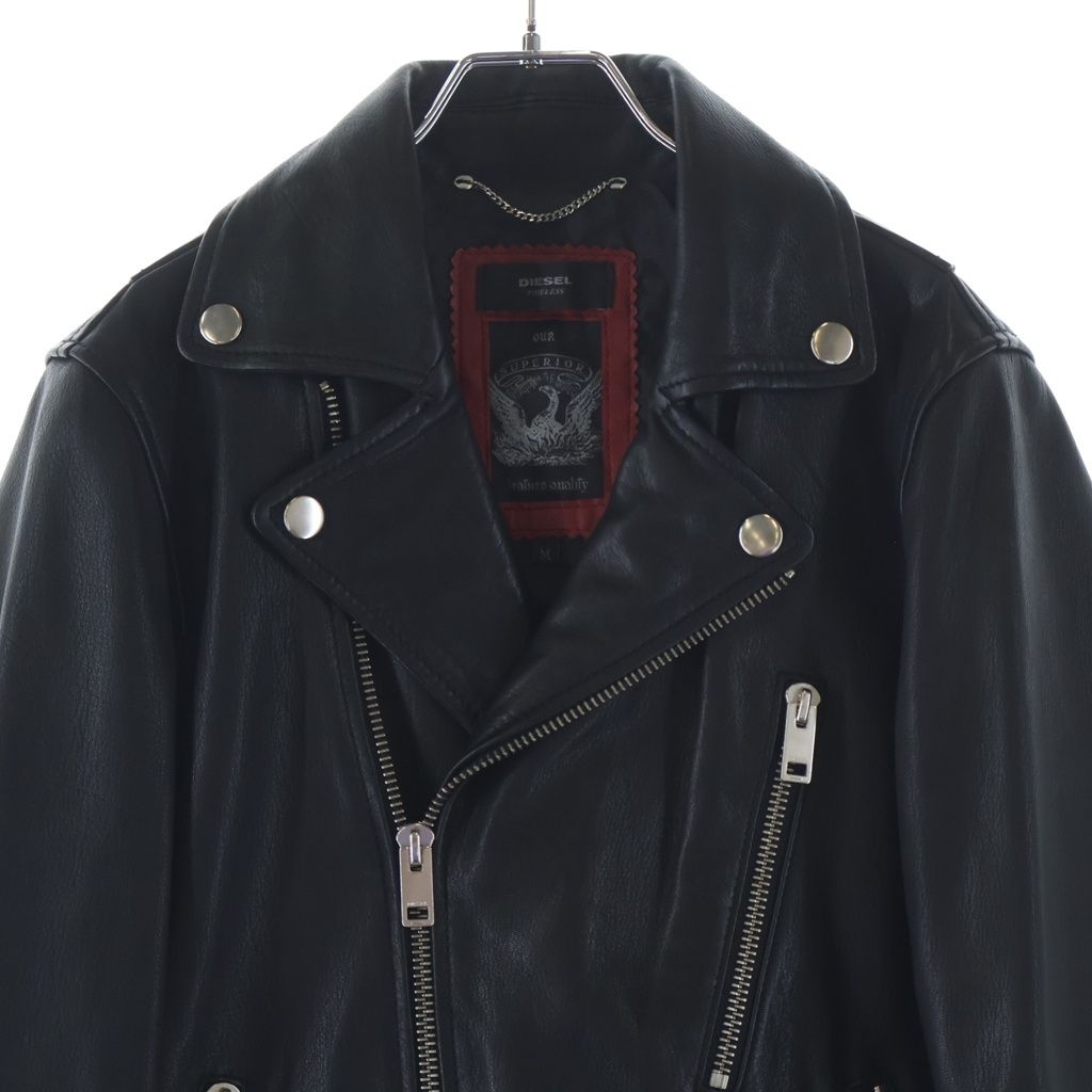 DIESEL ラムスキンレザー ライダースジャケット Sサイズ DIESEL (ディーゼル) ラムスキン レザー ダブル ライダースジャケット