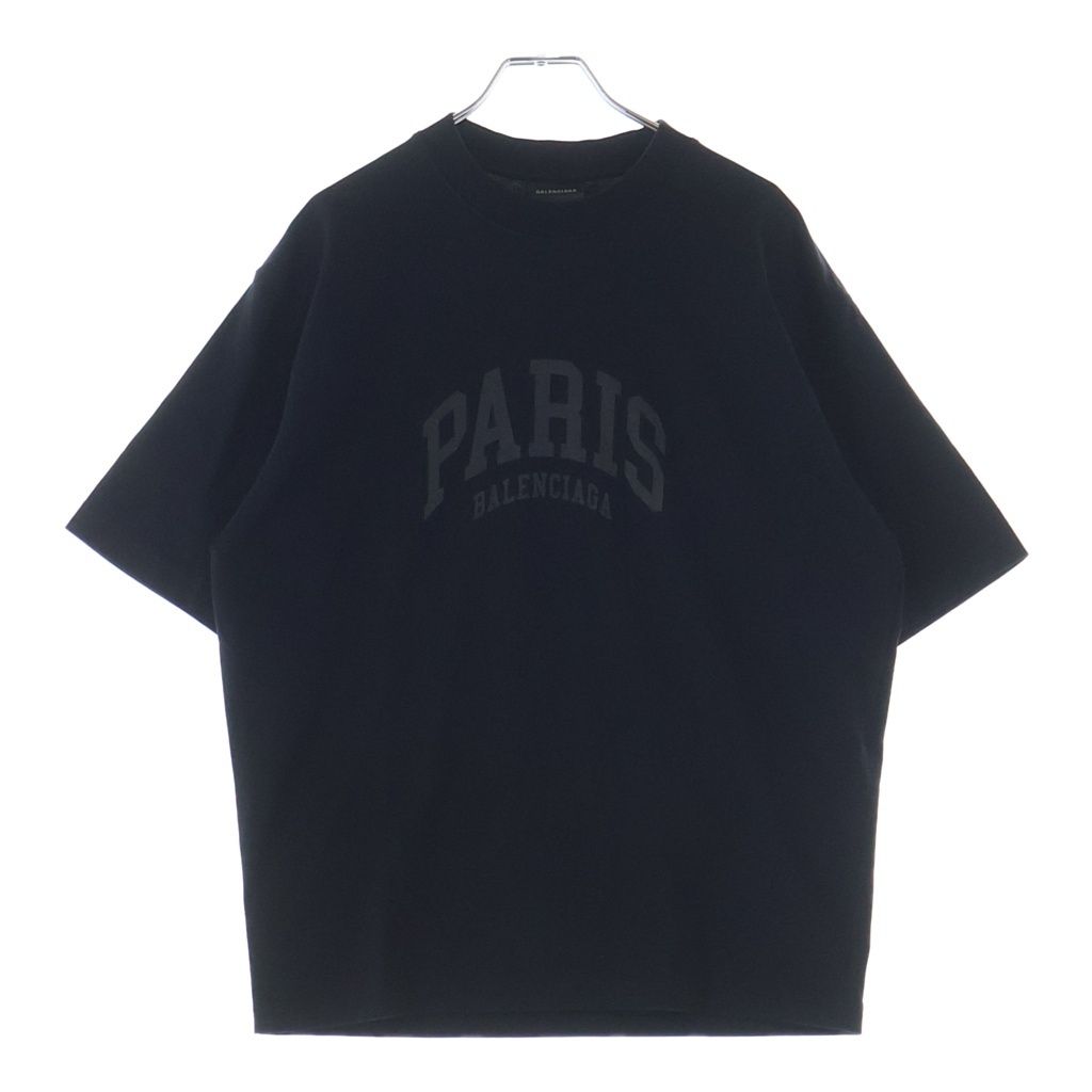 BALENCIAGA (バレンシアガ) 22AW CITIES PARIS MEDIUM FIT T-SHIRT パリロゴプリント半袖Tシャツ ブラック #XXS 612966