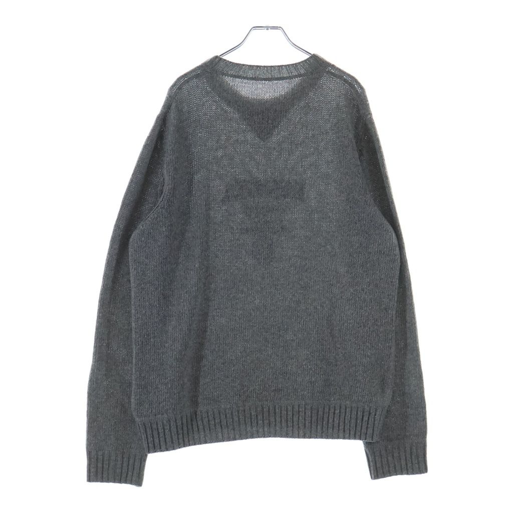 【PRADA/プラダ】 リブ編カシミア混二 ット帽（グレー）新品未使用 PRADA (プラダ) 20AW カシミヤ混ロゴクルーネックニット グレー UMB223