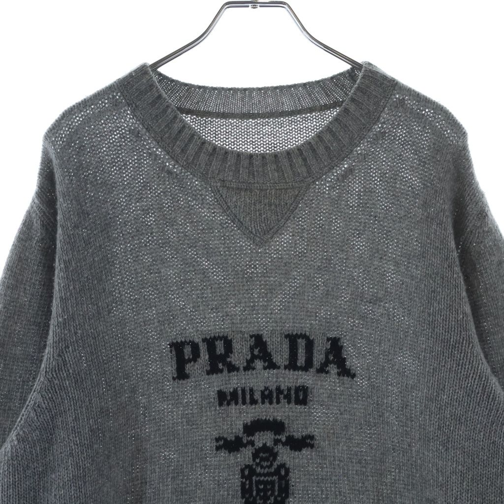 PRADA (プラダ) 20AW カシミヤ混ロゴクルーネックニット グレー UMB223