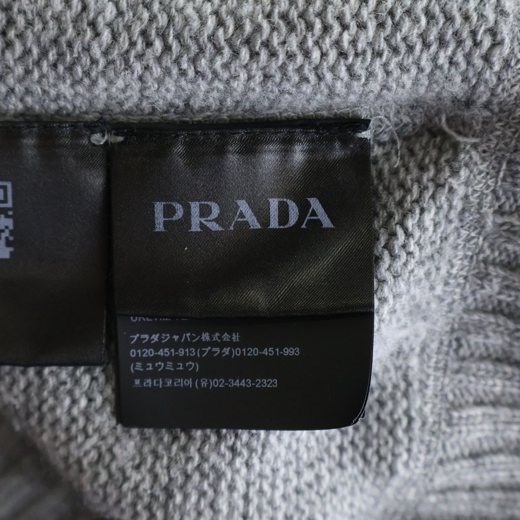 PRADA (プラダ) 20AW カシミヤ混ロゴクルーネックニット グレー UMB223