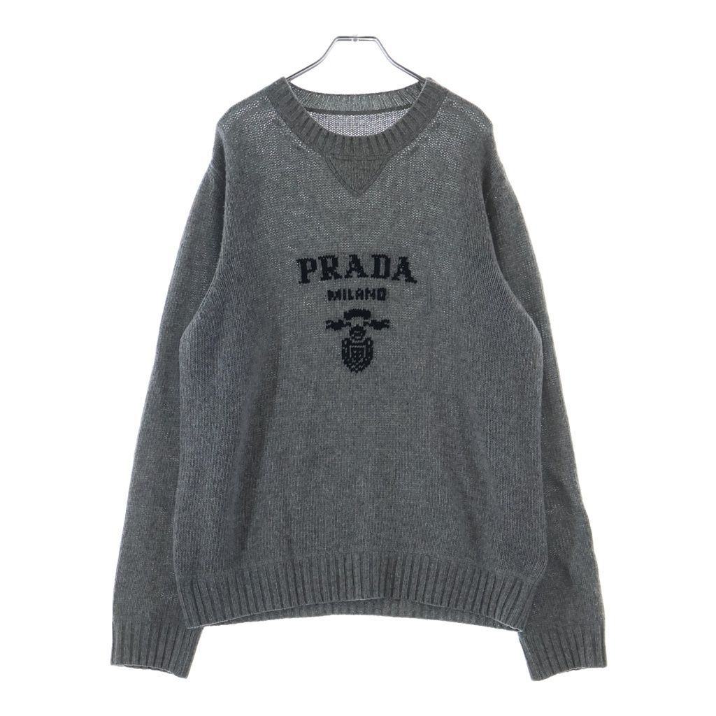 PRADA (プラダ) 20AW カシミヤ混ロゴクルーネックニット グレー UMB223