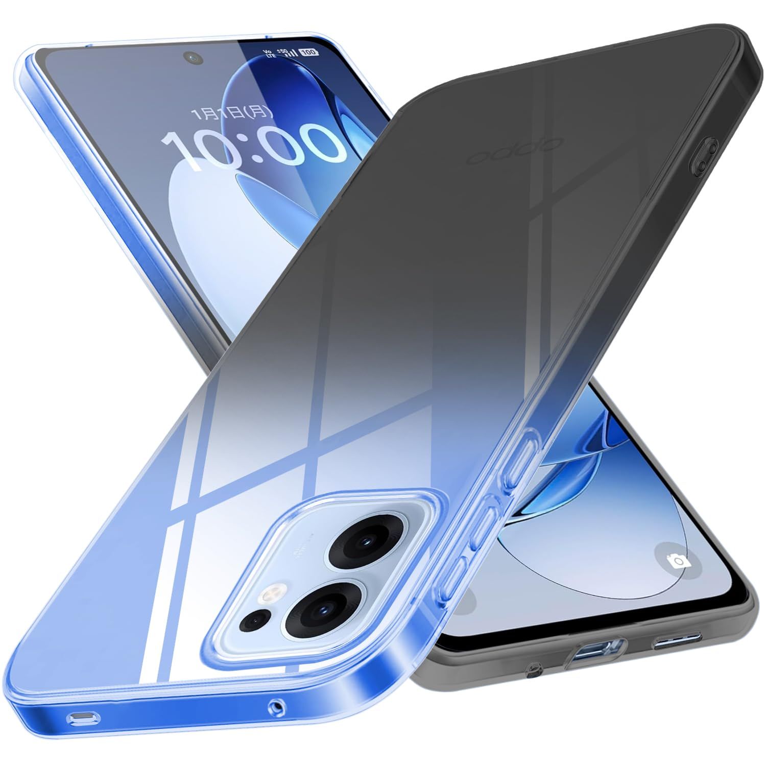 OPPO Reno13 A ケース 黄ばみ防止 グラデーション ブルーブラック