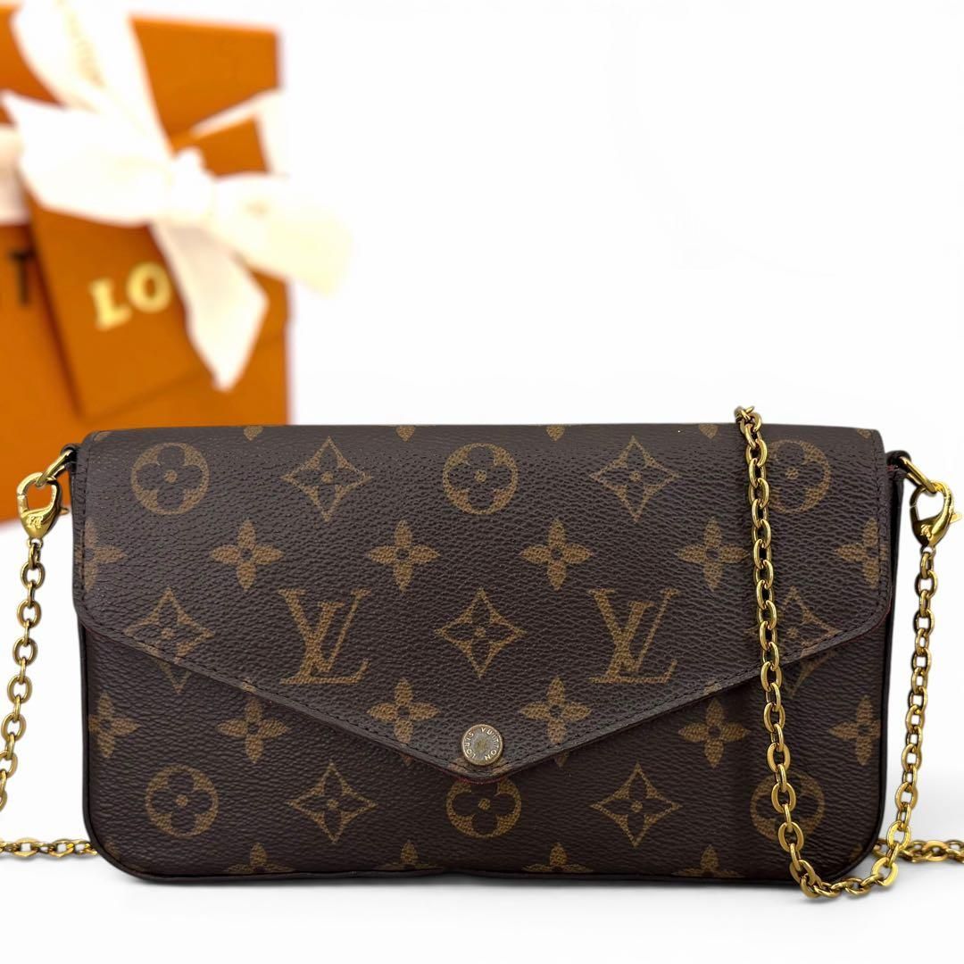 ルイヴィトン　モノグラム　ポシェットフェリシー　フーシャ　カメラバッグ ヴィトン　ポシェット　フェリシー　モノグラム　チェーンショルダー　ショルダーバッグ　レディース