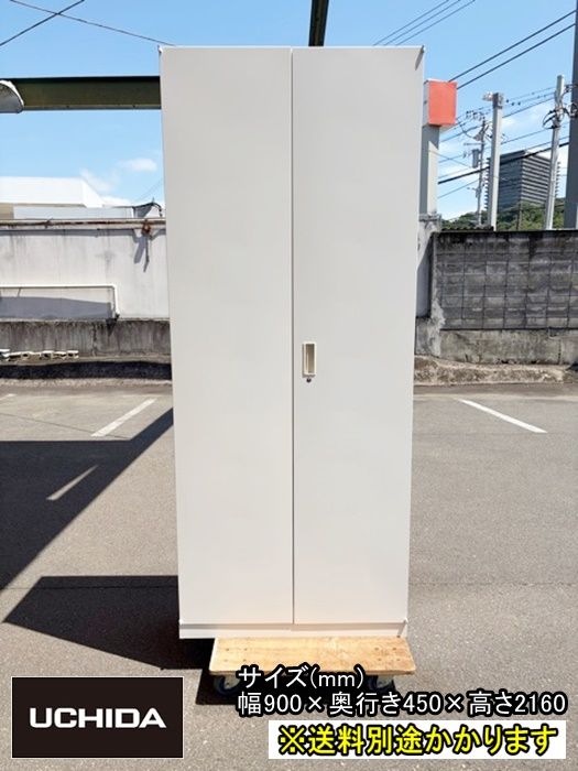 【中古】【一部地域送料無料】内田洋行　両開き書庫６段　※鍵付き　ホワイト　スチール　F-HB-576-0708A