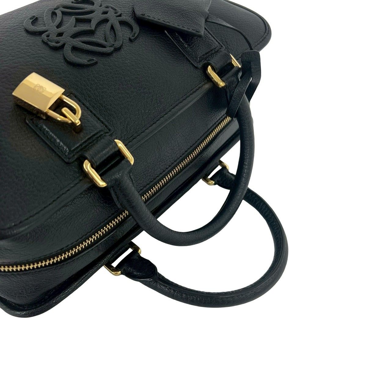 極 美品 袋 鍵付き LOEWE ロエベ アマソナ 28 アナグラム ロゴ レザー
