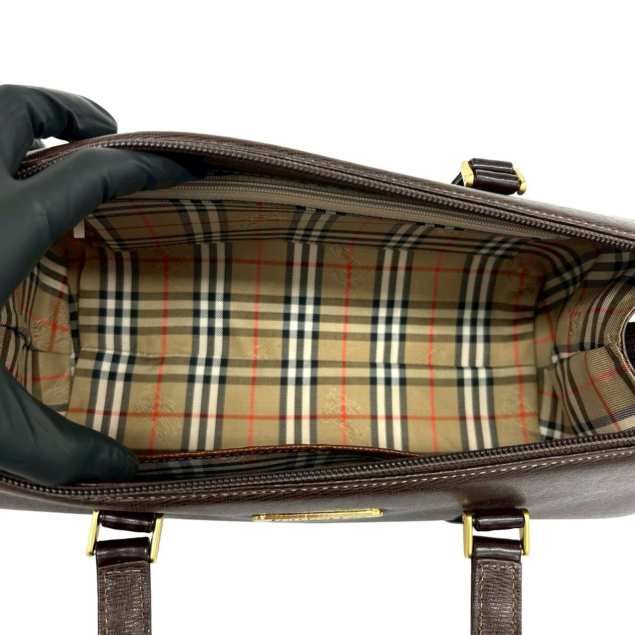 極 美品 保存袋付 BURBERRYS バーバリーズ ロゴ 金具 ノバチェック
