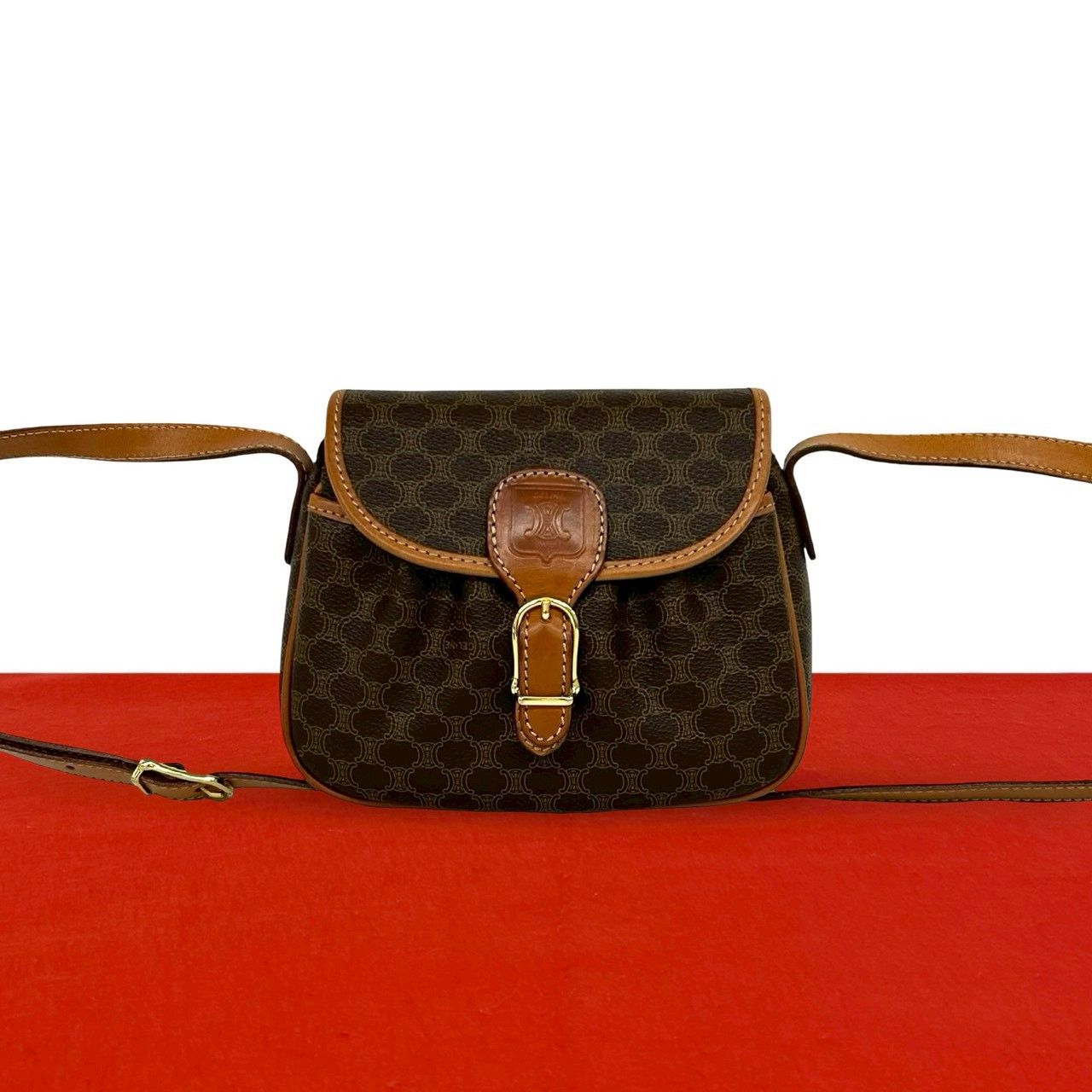 極 美品 CELINE セリーヌ ヴィンテージ マカダム ブラゾン ロゴ 柄