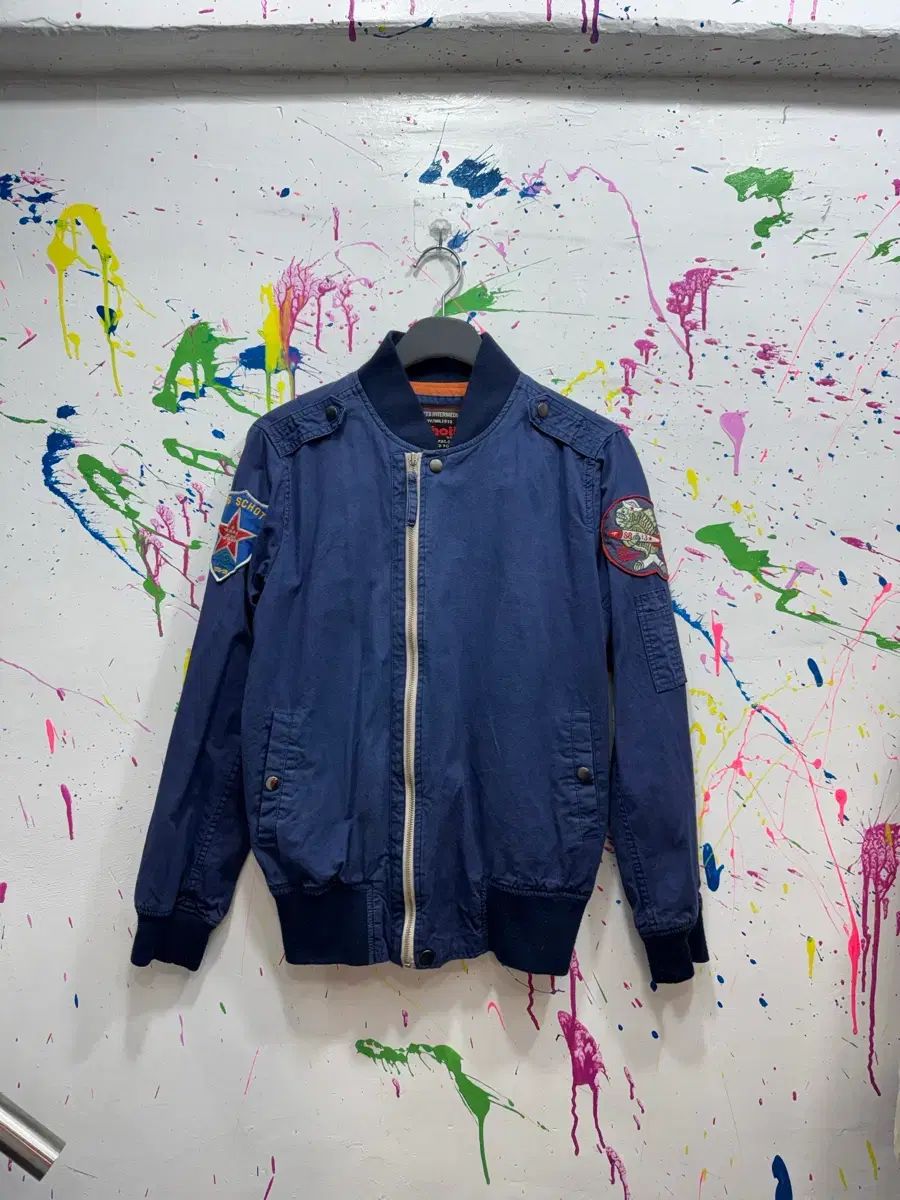 Schott NYC 1913 シリーズ パッチド ブルゾン ネイビー S