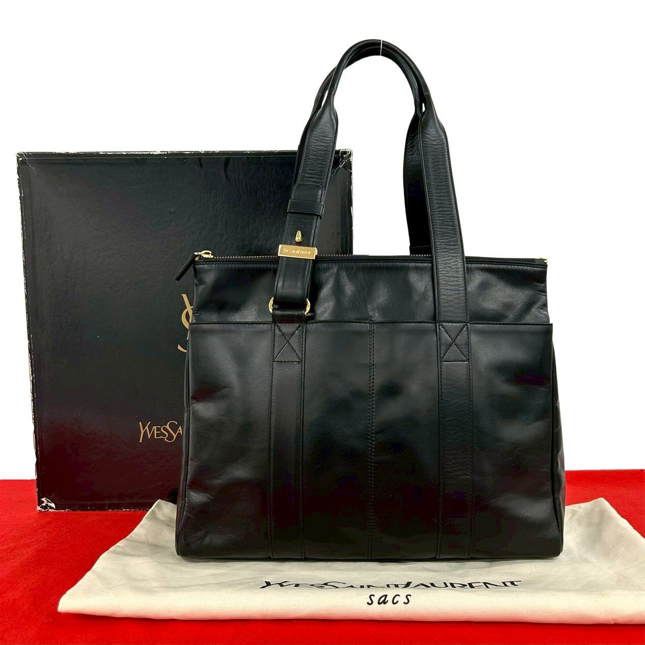 極 美品 箱 袋付 YVES SAINT LAURENT イヴ・サンローラン ロゴ 刻印
