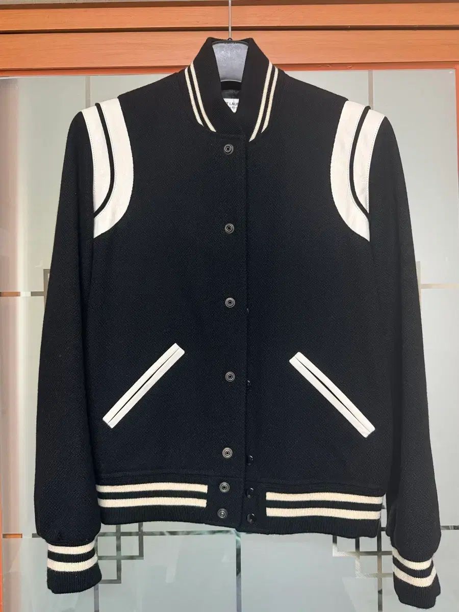 Saint Laurent サンローラン ウール Teddy テディ ジャケット ブラック, 白 46 103,807円