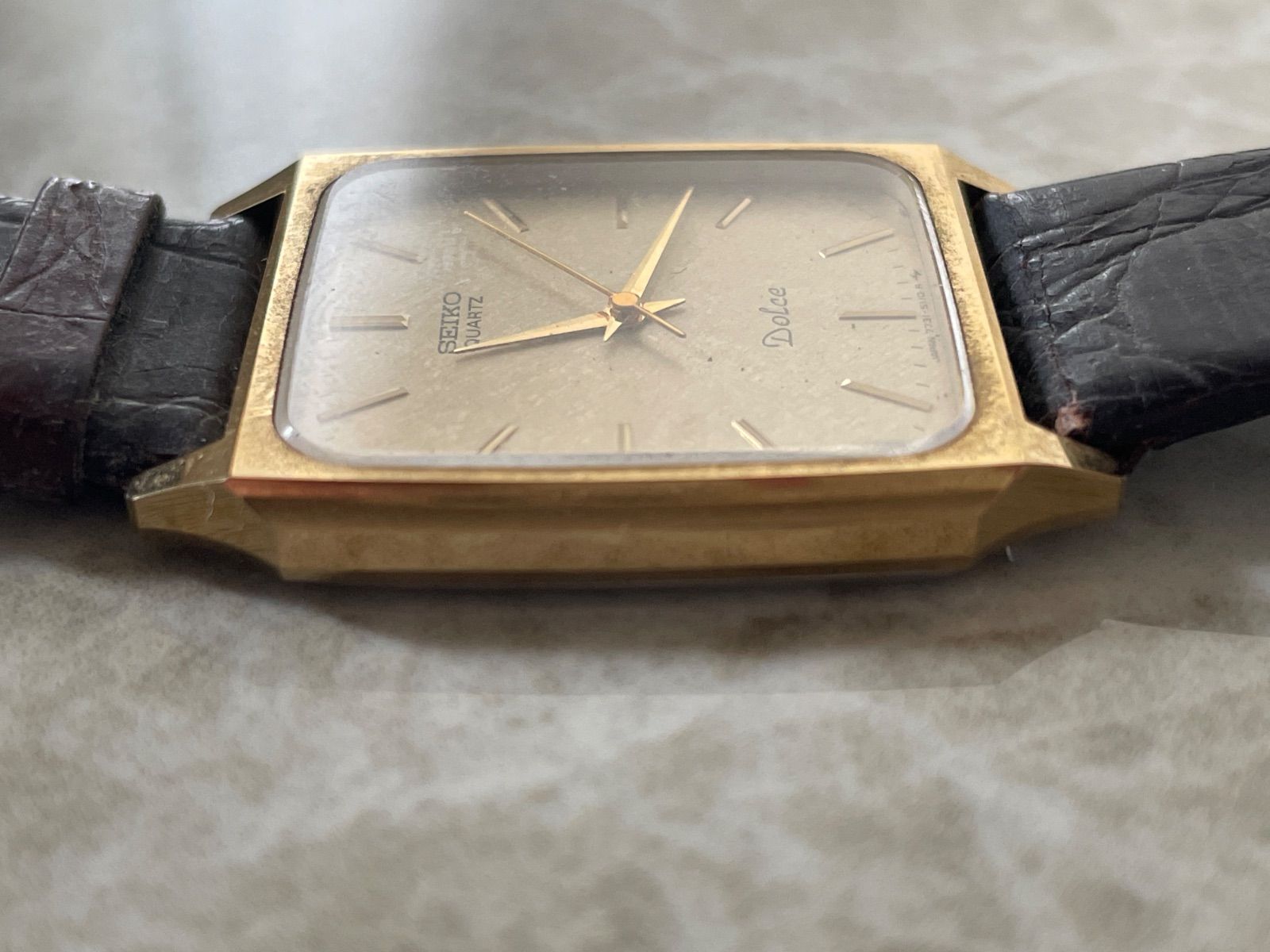 稼働】SEIKO クォーツ Dolce ドルチェ 7731-5110 スクエア ゴールド色