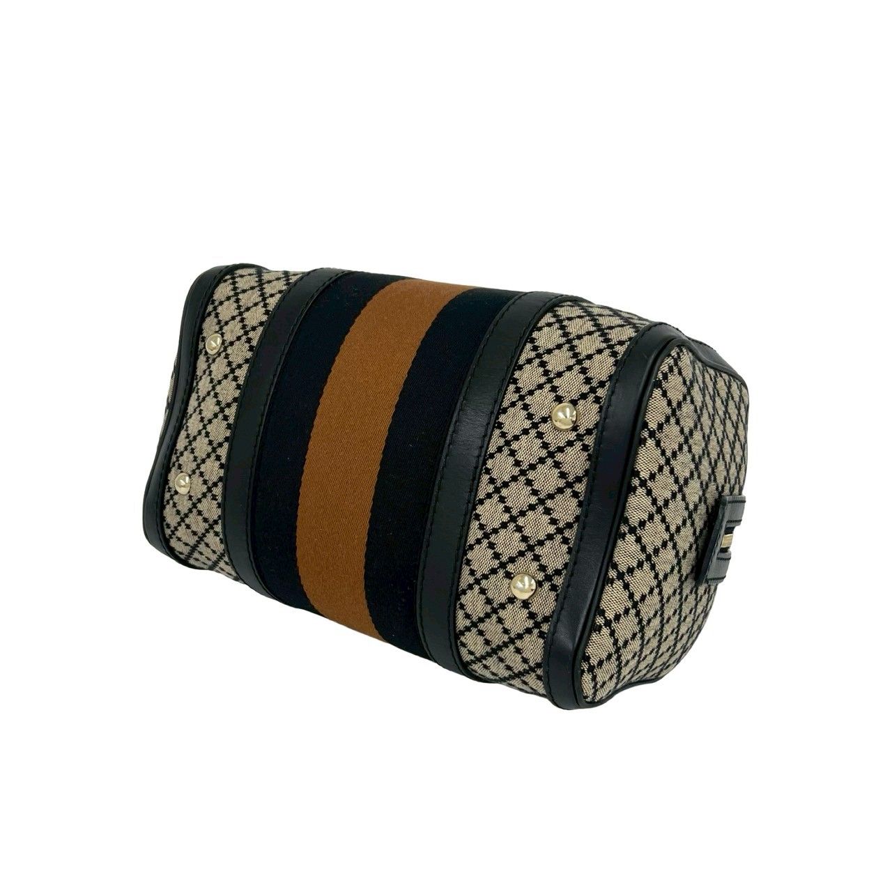 【美品】GUCCI ミニボストン　ディアマンテ柄　本革&キャンバス地 極 美品 GUCCI グッチ ディアマンテ ロゴ キャンバス レザー 2way