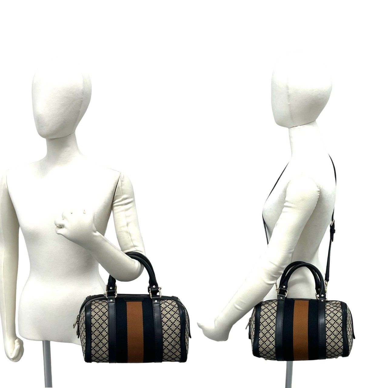 GUCCI　ディアマンテ ボストンバッグ﻿ 極 美品 GUCCI グッチ ディアマンテ ロゴ キャンバス レザー 2way