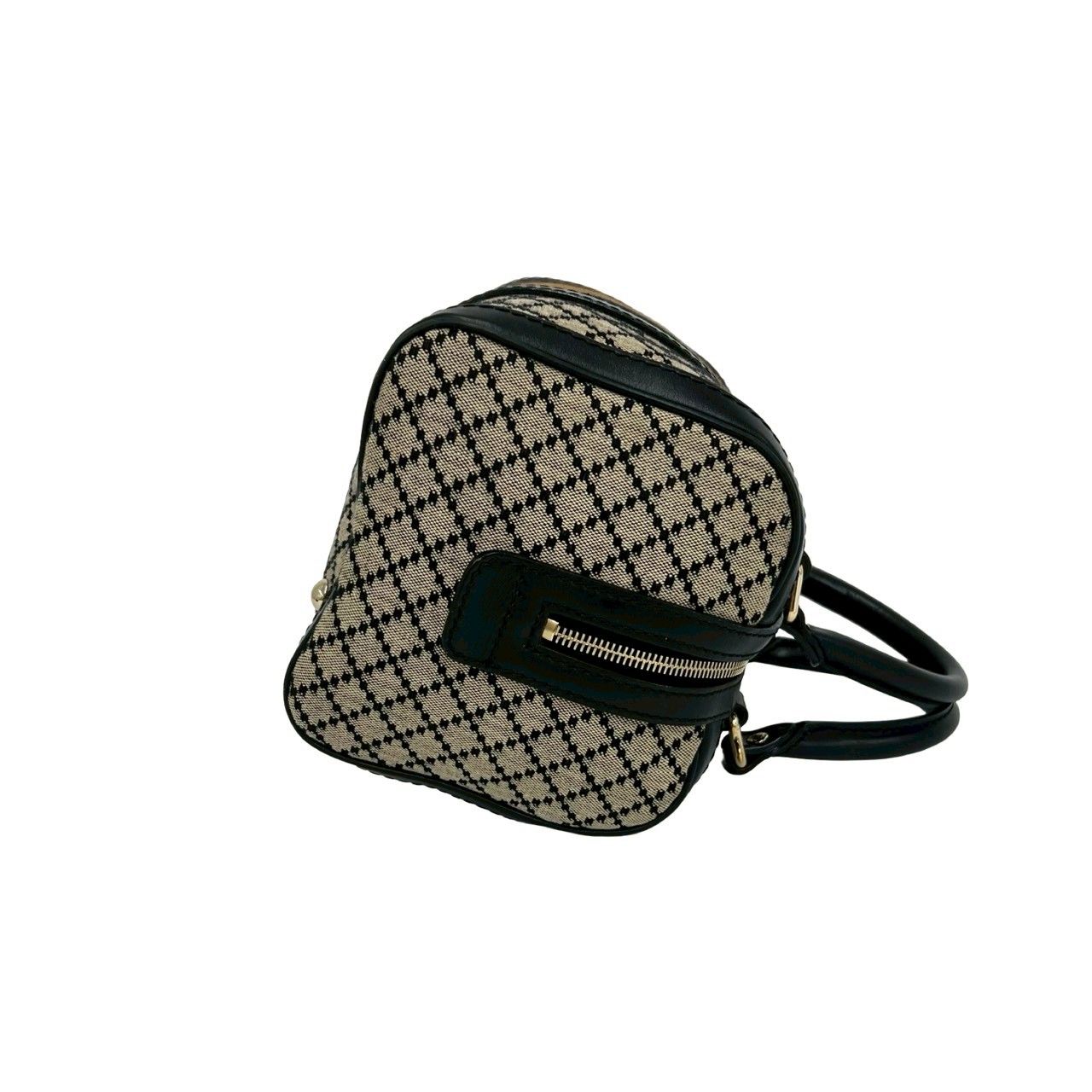 【美品】GUCCI ミニボストン　ディアマンテ柄　本革&キャンバス地 極 美品 GUCCI グッチ ディアマンテ ロゴ キャンバス レザー 2way