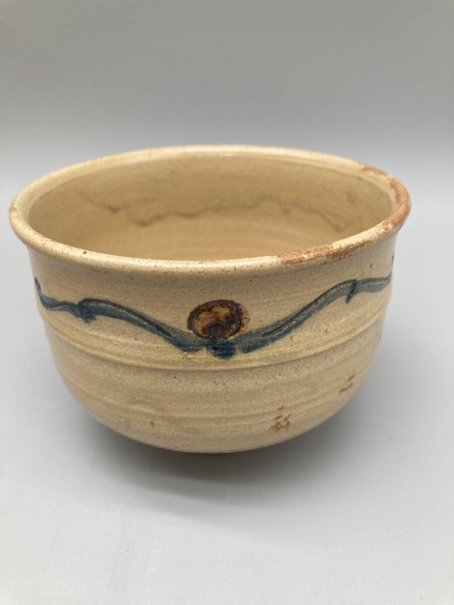 8-0702-29】瀬戸焼 壽窯 水野双鶴 黄瀬戸 抹茶茶碗 茶器 共箱栞付