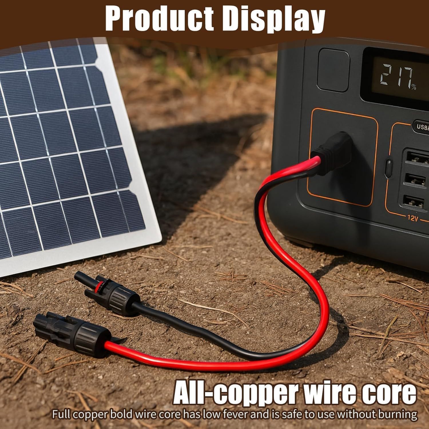 MC4 コネクタ ソーラーパネル 変換延長ケーブル 12AWG 1m MC4 → XT60
