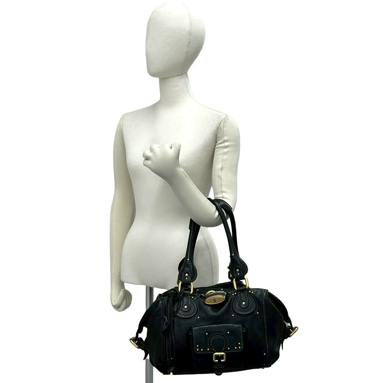 極 美品 希少品 パドロック 鍵付 Chloe クロエ パディントン ロゴ 刻印