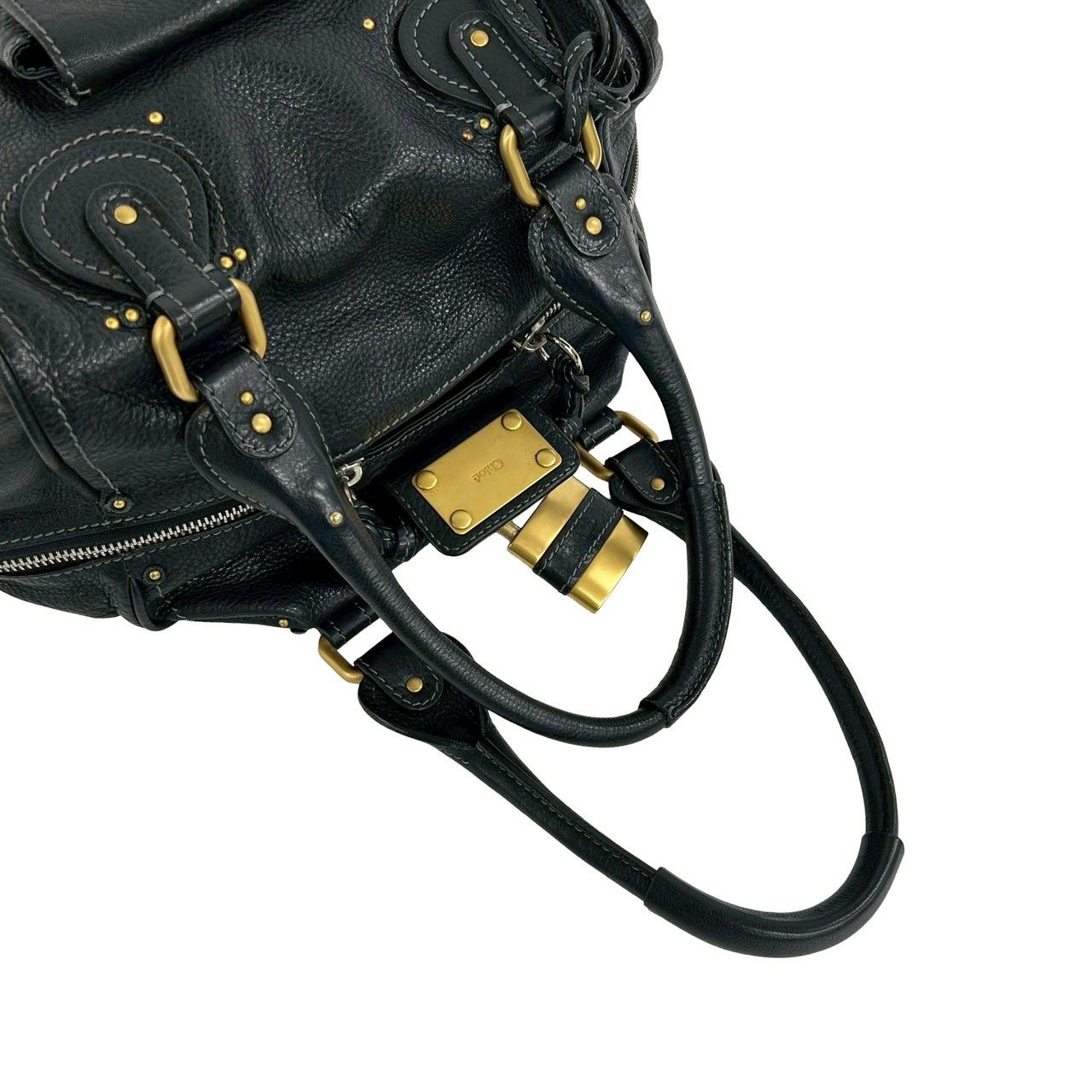 極 美品 希少品 パドロック 鍵付 Chloe クロエ パディントン ロゴ 刻印